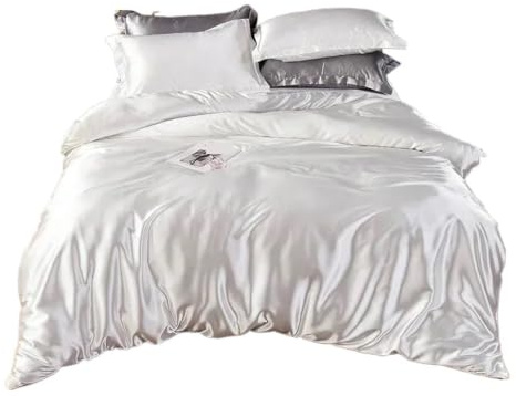 Satin sängkläder set påslakan set siden imitation satin säng set enfärgad täcke och kudde queen size hudvänligt (färg: 15, AU EU king size 3 st)