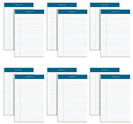 TOPS 5 x 8 Legal Pads, 12 Pack, Docket Brand, Narrow Ruled, White Paper, 50 Sheets Per Writing Pad, Made in the USA (63360)