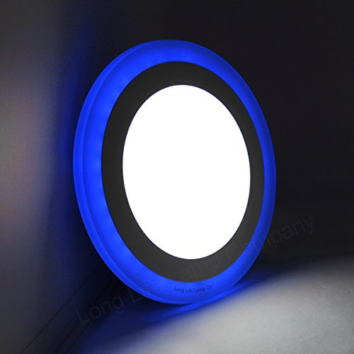 12w Round Recessed LED Ceiling Panel Light Dual Colour Cool White Blue Ring