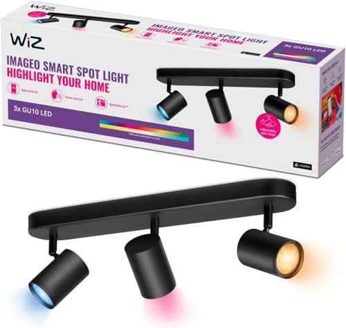 WiZ Imageo 3er-Spot Tunable White and Color, Deckenleuchte, dimmbar, warm- bis kaltweiß, 16 Mio. Farben, smarte Steuerung per App/Stimme über WLAN, schwarz
