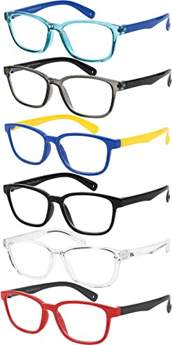 Yogo Vision Blue Light Blocking Glasses for Kids UV Protection Girls Boys Blue Light Glasses Anti Eyestrain (6 Pack)