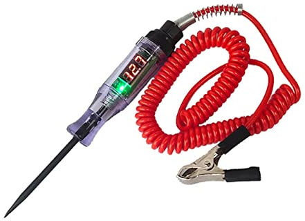 Automotive Test Light Digital LED Circuit Tester 6V/12V/24V Auto Electric Tester Light Tool With Voltmeter And Probe For Checking Vehicle Car Truck Motorcycle Boat Fuses Car Checker (A, One Size)