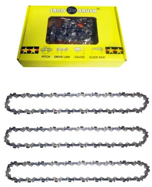 SAND DR BRUSH Lot de 3 Chaînes de tronçonneuse，Scie à Chaîne pour 8 pouces Mini Tronçonneuse Rechargeable Main Chaîne de rechange，Pas 1/4LP，1.1mm，48 maillons，Longueur Chaîne 31cm，Plaque Guidage 26cm