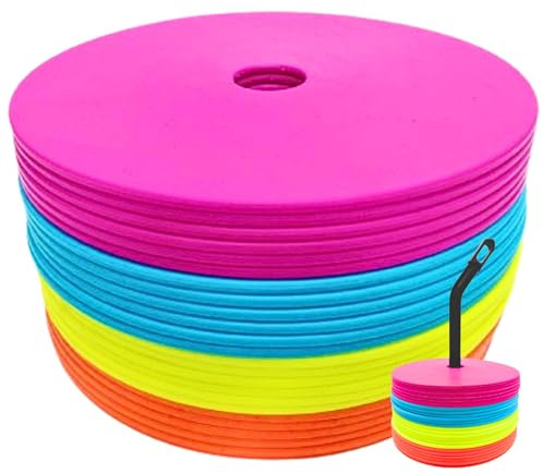 LEZER 15 cm Flat Cones, Soccer Cones, Spot Markers, Field Court Markers, Sit Spots, Flat Discs, Soccer Training Equipment, Agility Practice, SGS Verified, Made in Taiwan, Set of 24