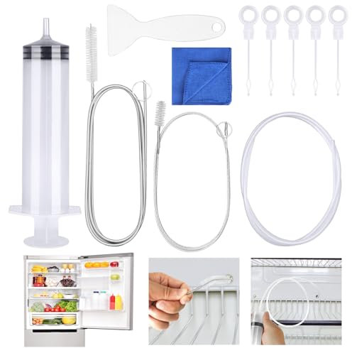 Furuising 11 Stück Kühlschrank Reinigungsset, Kühlschrank Abfluss Reinigung, Kühlschrank Entleerungsbagger, Rohrreinigungsspiralbürste Set für Entblocken Abflusslöchern Kühlschränke