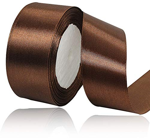 Cinta de satén de café de 40 mm de ancho, 22 metros, cinta de regalo para envolver regalos, manualidades, ramos de flores, proyectos de costura, fabricación de lazos, decoraciones de cumpleaños y