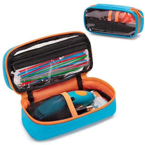 YARWO 3D Printing Pen Case Compatible with 3Doodler Start+ Essentials (2024), SCRIB3D P1 3D Printing Pen, Carrying Case with Clear Top for 3D Printer Filament Refills and Micro USB Charger (Empty Bag)