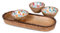 Carvi Craft Natural Handmade Wooden Extra Large Multicolour Serving Bowl Set of 3 with Large Tray for Parties - Perfect for Salad, Chips, Veggies (Tray - Set of 3 Bowl)