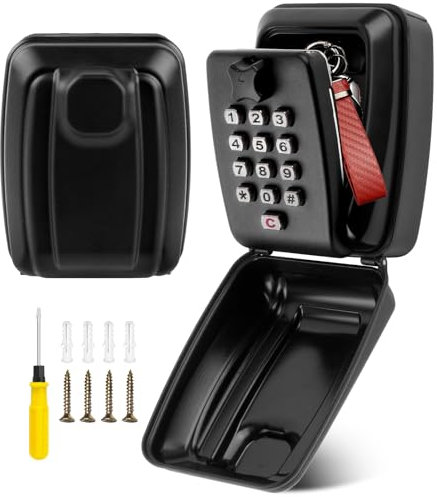 GIBOHOM Schlüsseltresor mit Zahlencode, Schlüsselsafe Wandmontage Außen mit 12 Stellig, Schlüsselkasten mit Zahlencode Rostfrei Ultra-Robustes mit Wasserdicht Abdeckung, für Haus, Garage, Büro, Schule