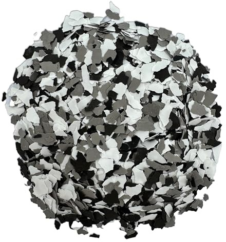 CAIRCON Farbchips für Bodenbeschichtung – Dekochips für Epoxid, PU & Acrylat Bodenfarbe – Mix Schwarz-Weiß-Grau 500g