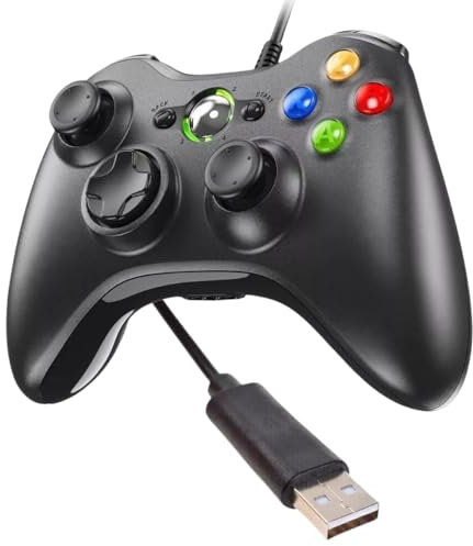 Generico Controller Joypad PC, Cablato USB 3.0, Wired Compatibile PC Win 98/2000/XP/VISTA, Gamepad Nero Desktop PC