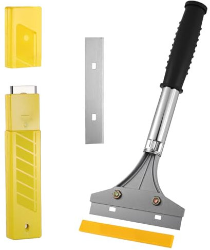 JIYIN Juego de quitapapeles pintados con 10 cuchillas, rascador de papel pintado con mango de goma, rascador de suelo y ventanas, adhesivo