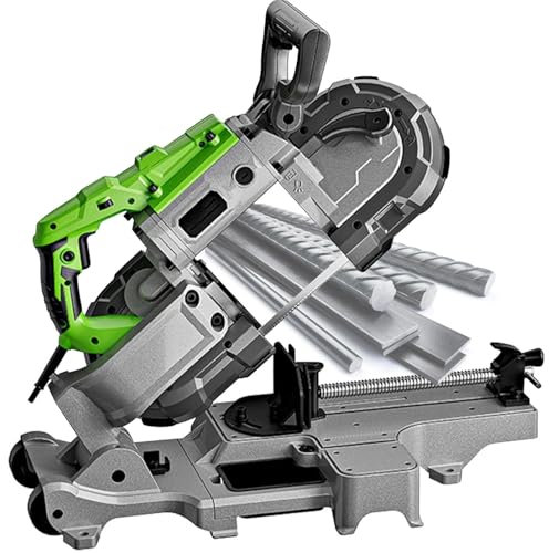 Sega a nastro portatile con base rimovibile, taglio a freddo a 45/90°, 6 velocità, luce LED per taglio legno, vetro, metallo e carne