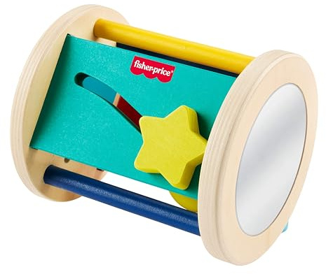 Fisher-Price Rouleau Jeu à Quatre Pattes en Bois, activité pour développer Les capacités sensorielles et motrices à partir de 6 Mois, JKH17