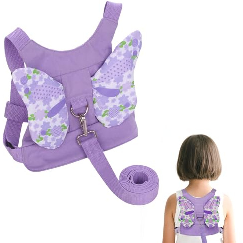 Baby Reins,Reins for Toddlers Girls,Adjustable Children's Reins,Baby Harness for Walking,Baby Walking Harness with Safety Rein & Butterfly Wings for Toddlers Girls and Boys 1-3 Years(Purple)