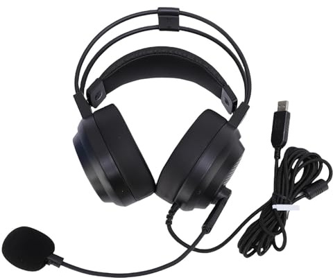 BONKZEBU Over Ear-headset High Fidelity-ljudkvalitetsheadset med Tråd med Mikrofon för Arbete, PU PVC-riktning - Svart, 1 X Hörlurar (USB-kontakt)