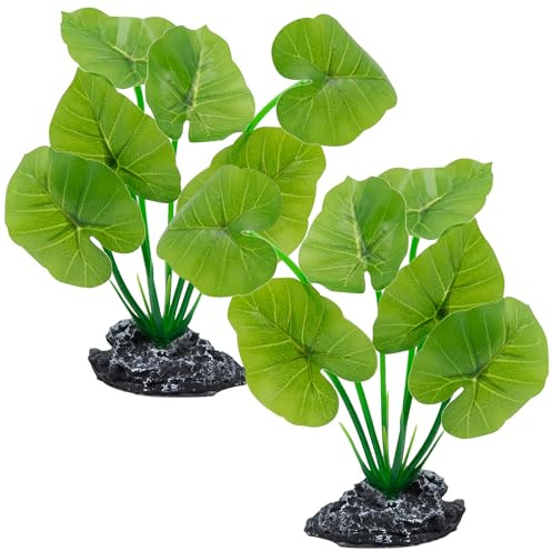 Plante artificielle décorative pour aquarium et terrarium, aspect bois flotté, avec socle en résine solide et feuilles en plastique flexibles, cachette, brise-vue et structure pour petits aquariums et