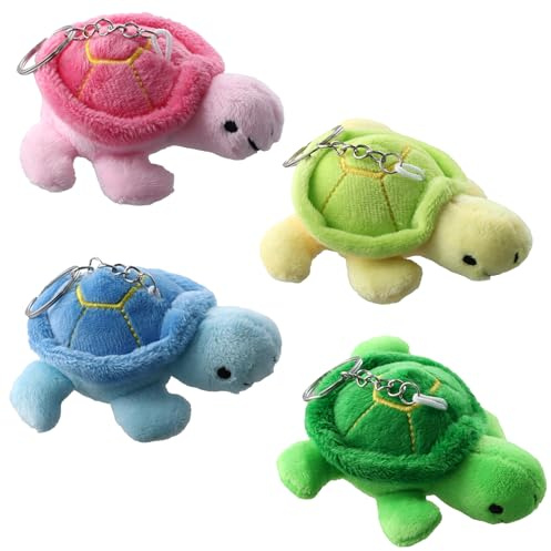 Ziyonix 4 Portachiavi Tartaruga, 8 cm, Portachiavi a Forma di Tartaruga, Grazioso Tartaruga Peluche, Ciondolo a Forma di Tartaruga, Regalo Decorativo o Zaini