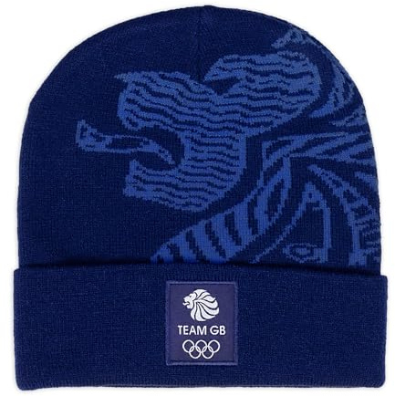 Team GB Beanie Hat – Official Merchandise for The Great Britain Olympic Team – Blue Winter Cap with Large Lion Graphic and Logo Patch