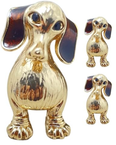 TOPPERFUN Broches de Perro Salchicha de Aleación Galvanizada, 3 Piezas Pequeñas Decorativas para Mujer, Pin de Cachorro Funcional para Chaquetas, Suéteres y Bolsos, Accesorio Festivo