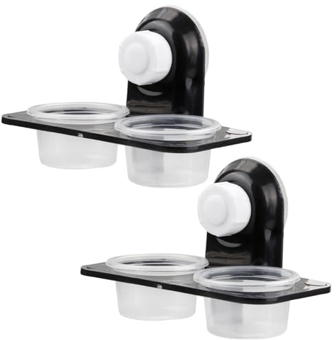 Gaomumu 2PCS Reptile Accessories, Double Compartment Feeding Dish with Suction Cups, Reptile Water and Food Bowl, Ideal for Turtles, Lizards, Geckos, Chameleons, and Other Small Pets
