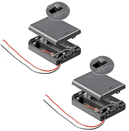 PerfectHD Batterihållare – AA batterifack – 3 x AA Mignon – med på/av-brytare – 2 stycken i ett set – svart