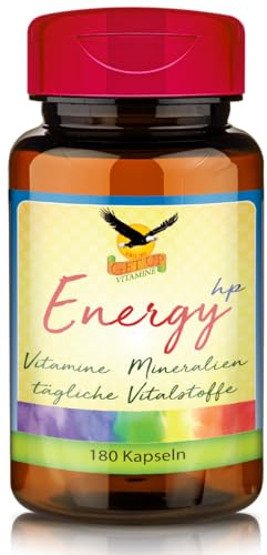 Get UP® Energy hp | 29 hochdosierte Vitamine Mineralien & Vitalstoffe | OPC, Coenzym Q10, Bor & Bioflavonoide | vegetarisch | 180 Kapseln im Glas