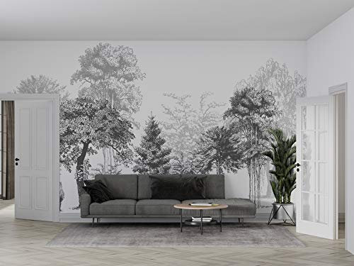 SILK ROAD EU™ Papier Peint Panoramique jungle noir et blanc Soie, 360 × 250cm, Poster geant Mural, pour Salon Chambre restaurant Décoration Murale