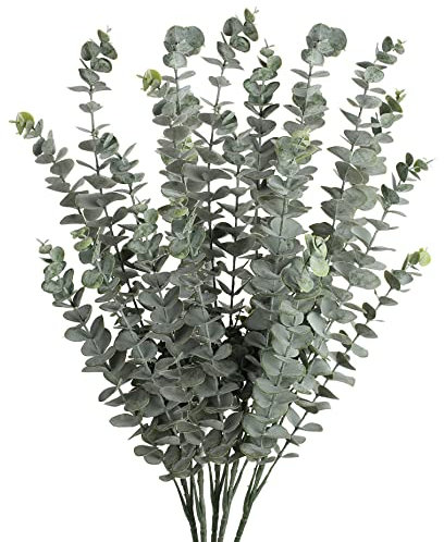 Oairse 5 Stück Künstliche Eukalyptus Pflanzen, Kunstpflanzen Dekoration Eukalyptus mit 3 Zweigköpfen, Trockenblumen Dekoration für Heimdekoration Höhe 74cm