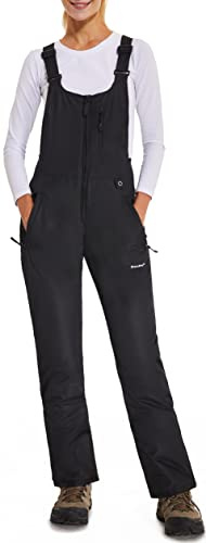 BenBoy Women's Snow Bibs Ski Waterproof Windproof Insulated Overalls Ripstop Snowboard Pants Winter,HXK7557W-Black-2XL