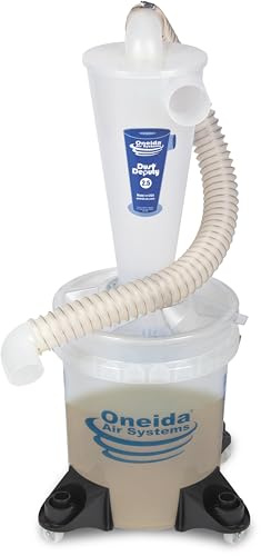 Oneida Air Systems Dust Collector & Cyclone Separator Kit w/ Clear Bucket, 2.5 Deluxe 5-Gal - Portable Cyclone Machine for Wet and Dry Shop Vacuums