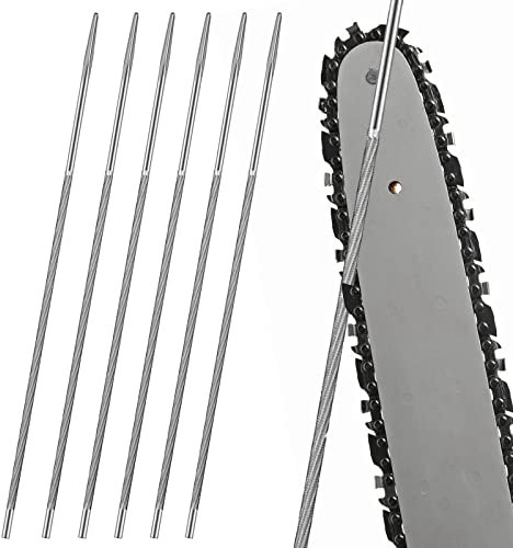 FANNAS Lima per Motosega, 6 Pezzi Lime Rotonde per Catene di Motosega Ø 4mm, Manuale Lima Catena Motosega, Affilacatene per Motosega, per Affilatura Lama Motosega