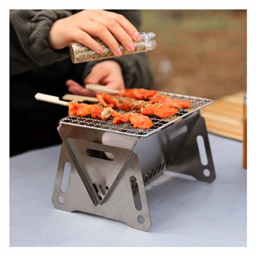 Mgiahekc minigrill utomhus kol, 7,48 tum en-person bordsskiva campinggrill, för matlagning utomhus grill,Silver