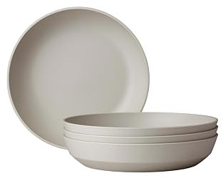 Mepal - Piatto Fondo 4 Pezzi Silueta - Lavabile in lavastoviglie e microonde - Piatti di plastica - Piatti da Cena - Servizio - 21 cm - Nordic white