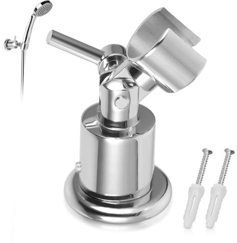 Vollmetall Duschkopfhalterung, Duschbrause Halterung für Dusche, Brausehalter Handbrause, 180 Grad Duschkopf Halterungen, Verstellbare Duschhalterung für Duschkopf, Handdusche Halterung mit Schraube