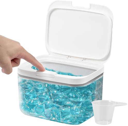 Laundry Pods Storage Container 94oz / 5.8lb Automatic Pop-Up Washing Pods Storage Box Large Capacity Sealed Laundry Pods Case with Measuring Cup for Laundry Beads, Laundry Powder