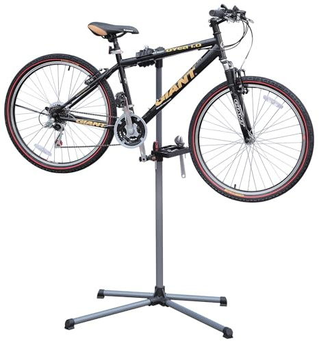 Taylor & Brown Adjustable Height Bicycle Workstand Folding Bike Repair Maintenance Pro Home Mechanic Bicycle Work Stand Rack with Legs, 110-143 cm, Grey