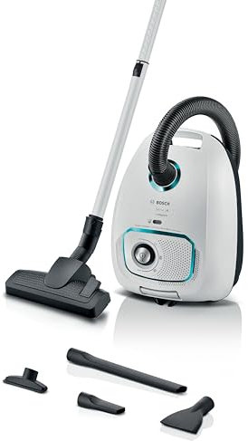 Bosch Serie 4 BGB41HYGGB ProHygienic 600W 4.5KG Bagged Cylinder Vacuum Cleaner for carpets, rugs, upholstery and car interiors - White