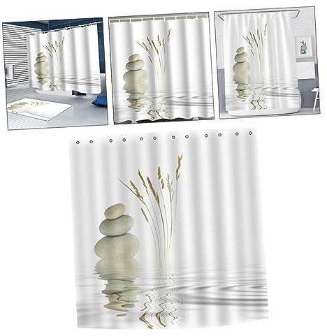 Amosfun Duschvorhang Mit Kieselsteinmuster-druckdesign Badezimmervorhang Aus Polyester Und Dekorativ Für Duschkabinen Und Badewannen