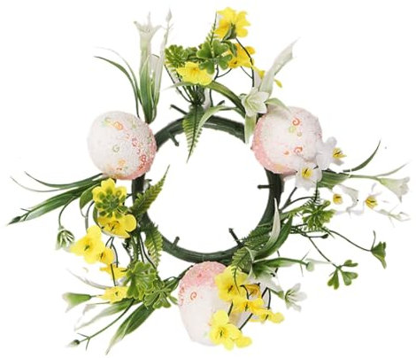 Ghirlanda di candele pasquali, piccoli anelli per candele per pilastri, ghirlanda di candele artificiali primaverili per decorazione domestica, anelli porta candele pasquali, centrotavola da