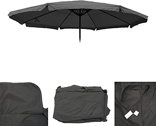 Ersatz-Bezug für Sonnenschirm Meran Pro, Gastronomie Marktschirm mit Volant Ø 5m, Polyester - anthrazit