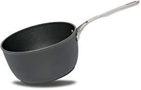 TVS ISPIRATA Casseruola Antiaderente in Alluminio Resistente ai Graffi Ø18cm, Made in Italy, fondo Alto Spessore in Acciaio, adatta all’Induzione Nero