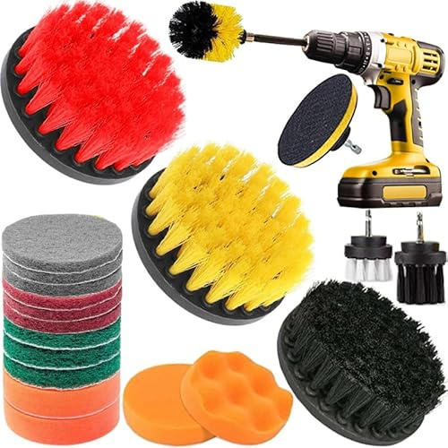 Retoo Bürstenaufsatz Bohrset Set 22 Stück Bohrmaschine, rotierende Reinigungsbürste 2 3,5 4 5 Zoll, Akkuschrauber Bürste, Drill Brush Nylonborsten für Badewanne Fliesen Küche Böden Auto Felgen, Grill