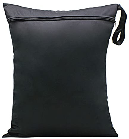 Zngou Wet Dry Bags Large Dirty Laundry Bag Waterproof Cloth Nappy Changing Organiser Pouches Diaper for Babies Swimming Camping Travel Gym Workout Beach, Black, 1Pc-40*50cm (4265T-11-K)