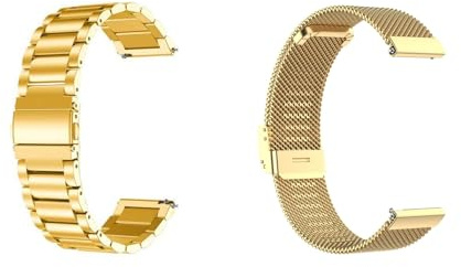 2 Stück Metallarmband Kompatibel mit Polar Ignite/Ignite 2/Ignite 3 Armbänder, 20mm Mesh Gewebte Edelstahl Uhrenarmband Solid Metall Armband für SmartBand, 2 Stück Gold