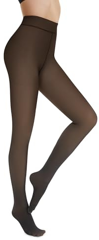 FOTOCITI Thermal Tights Fleece Lined Women Fake Translucent Pantyhose Black Stretch Sheer Thick Tights Ladies Thermal Leggings Winter Warm Stocking