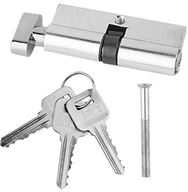 Bombin Cerradura Seguridad,Bombin Doble Embrague Cilindro de la puerta de la puerta del metal de aluminio de 70 mm Cilindro de seguridad para el hogar Anti-Taladro anti-taladro con 3 teclas Silver Set