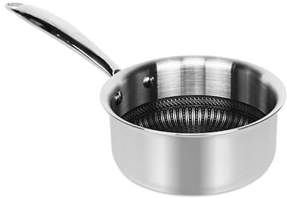 HEXTEC Laser Etched Honeycomb Non Stick Stainless Steel Cookware Pot & Pans Set with Lid - Induction Ready Deep Fryingpan Saucepan Casserole Stockpot with Cool Handles for Home Kitchen Chef, PFOA Free