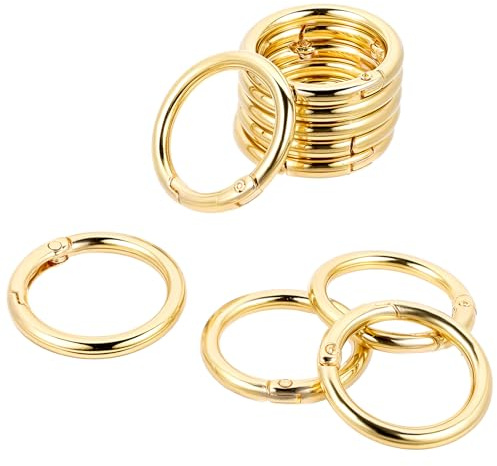 Ymapinc 10 stycken karbinhakar guld karbinhakar O-ring liten nyckelring rund guld karbinhakar liten fjäderklotter för gör-det-själv hantverk väska smycken (25 mm)