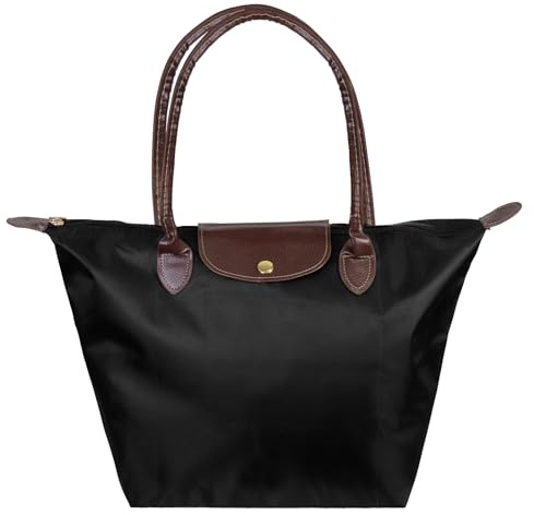 Jokureao Women's Tote Bag, Large Capacity Shoulder Handbags, Waterproof, Foldable Shoulder Bag with Zipper, Lightweight Travel Shopping Bag for School Office Beach Gym